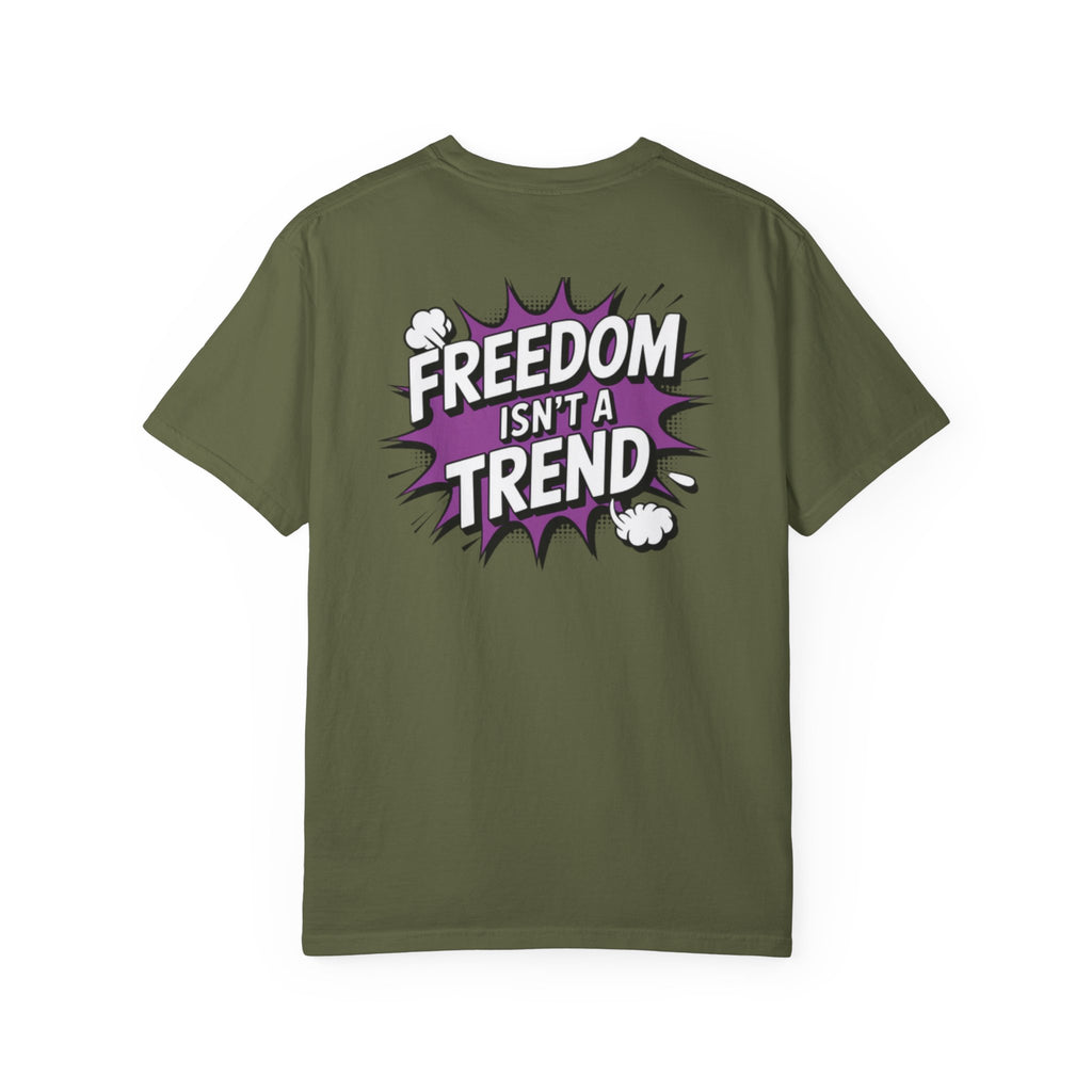 Freedom Isnt a Trend T-Shirt | Retro Comic Speech Bubble Tee | Conservative Freedom Shirt | Anti-Woke Graphic Top for Men & Women