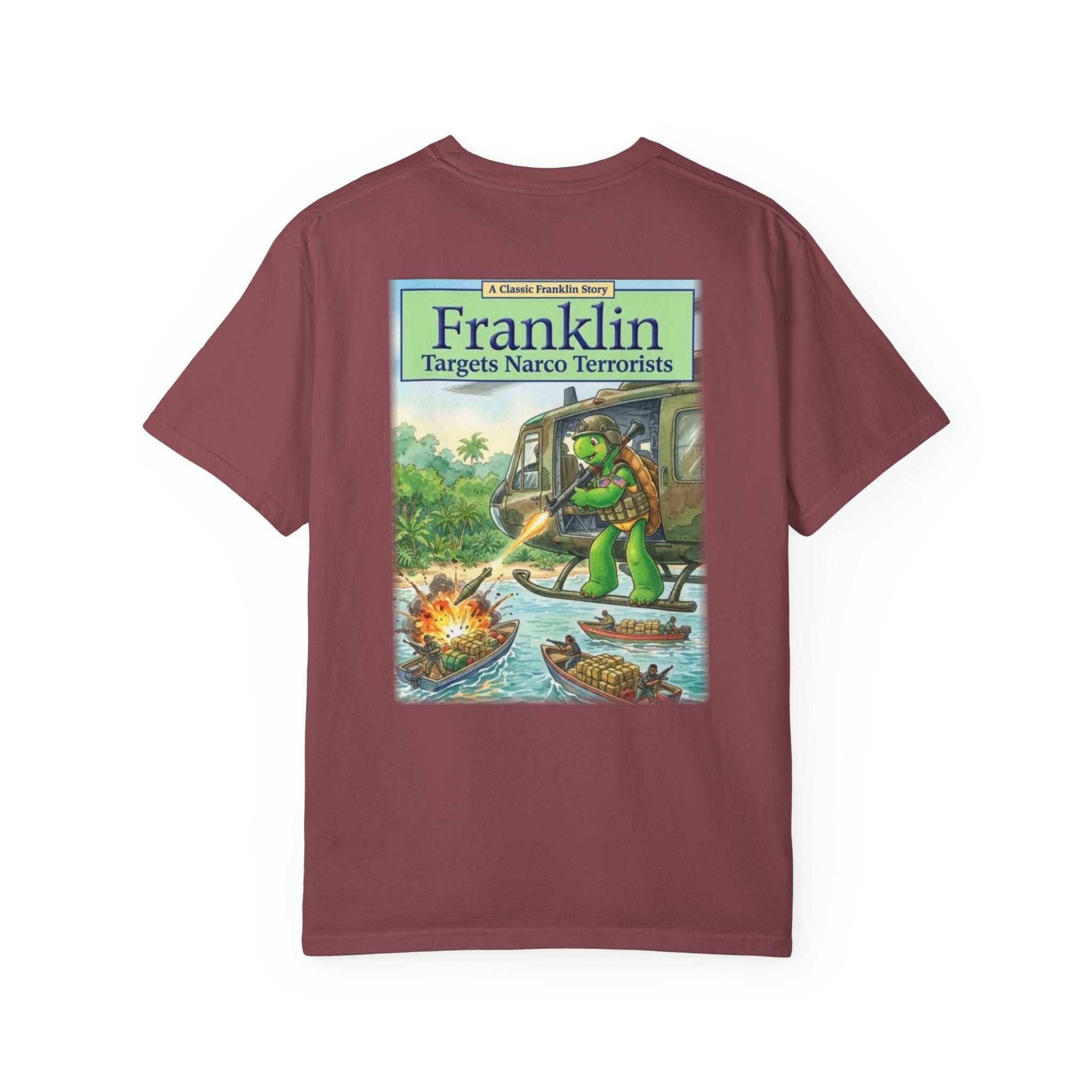 Franklin Targets Narco Terrorists T-Shirt | Retro Storybook Turtle Graphic Tee