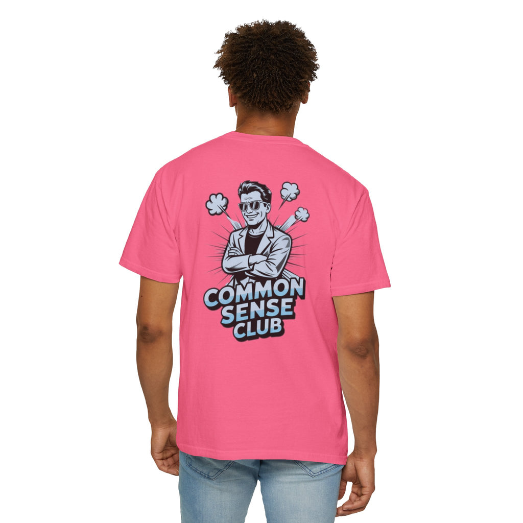 Common Sense Club T-Shirt | Funny Conservative Graphic Tee | Retro Man Illustration Anti-Woke Streetwear Shirt