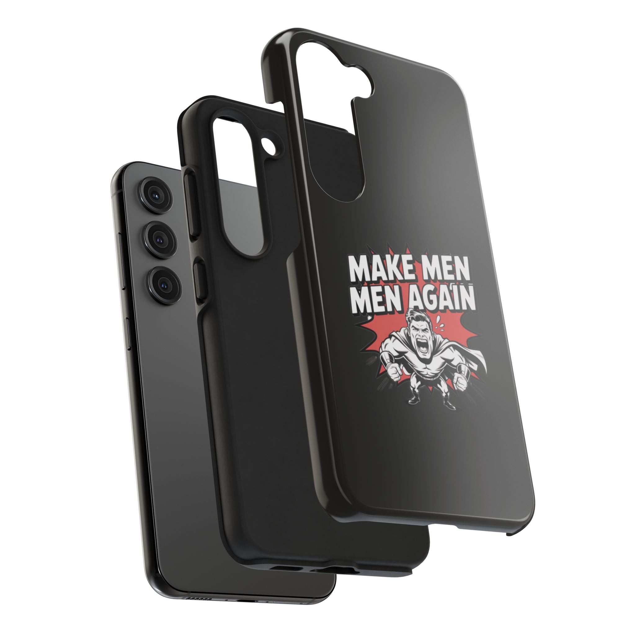 Make Men Men Again Case | Funny Conservative Retro Comic Muscle Guy Graphic | Pro Masculinity Anti-Woke Right Wing Phone Cover