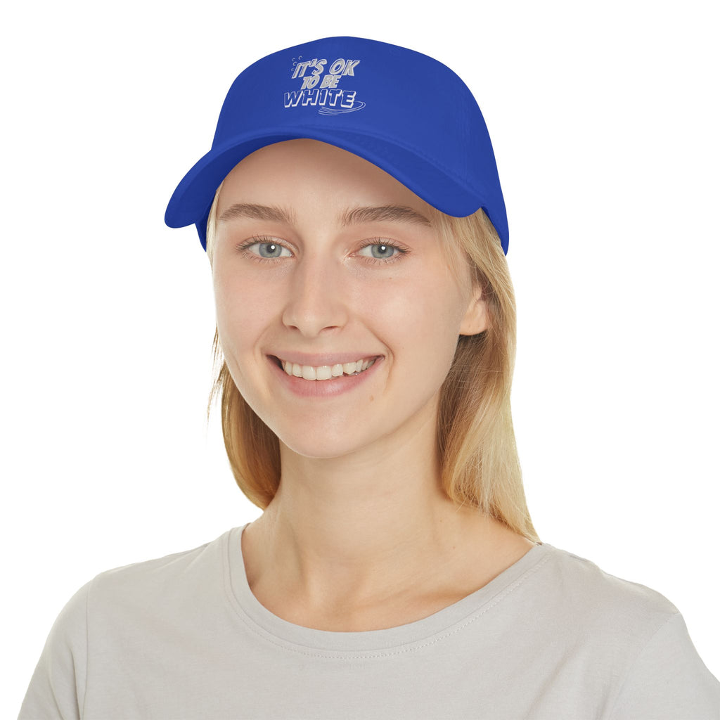 Its OK to Be White Baseball Cap | Minimal Text Phrase Hat