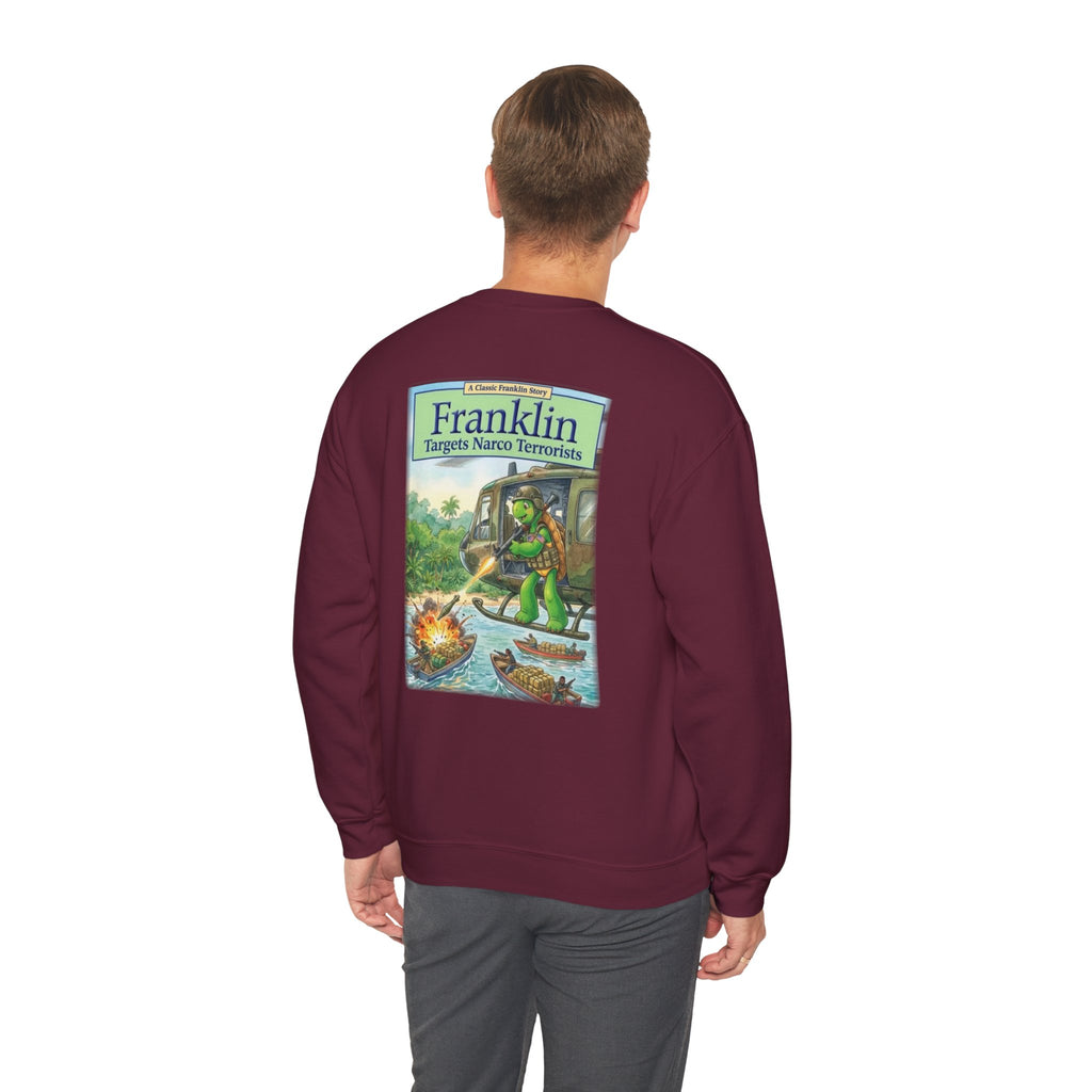 Franklin Targets Narco Terrorists Sweatshirt | Retro Storybook Turtle Crewneck
