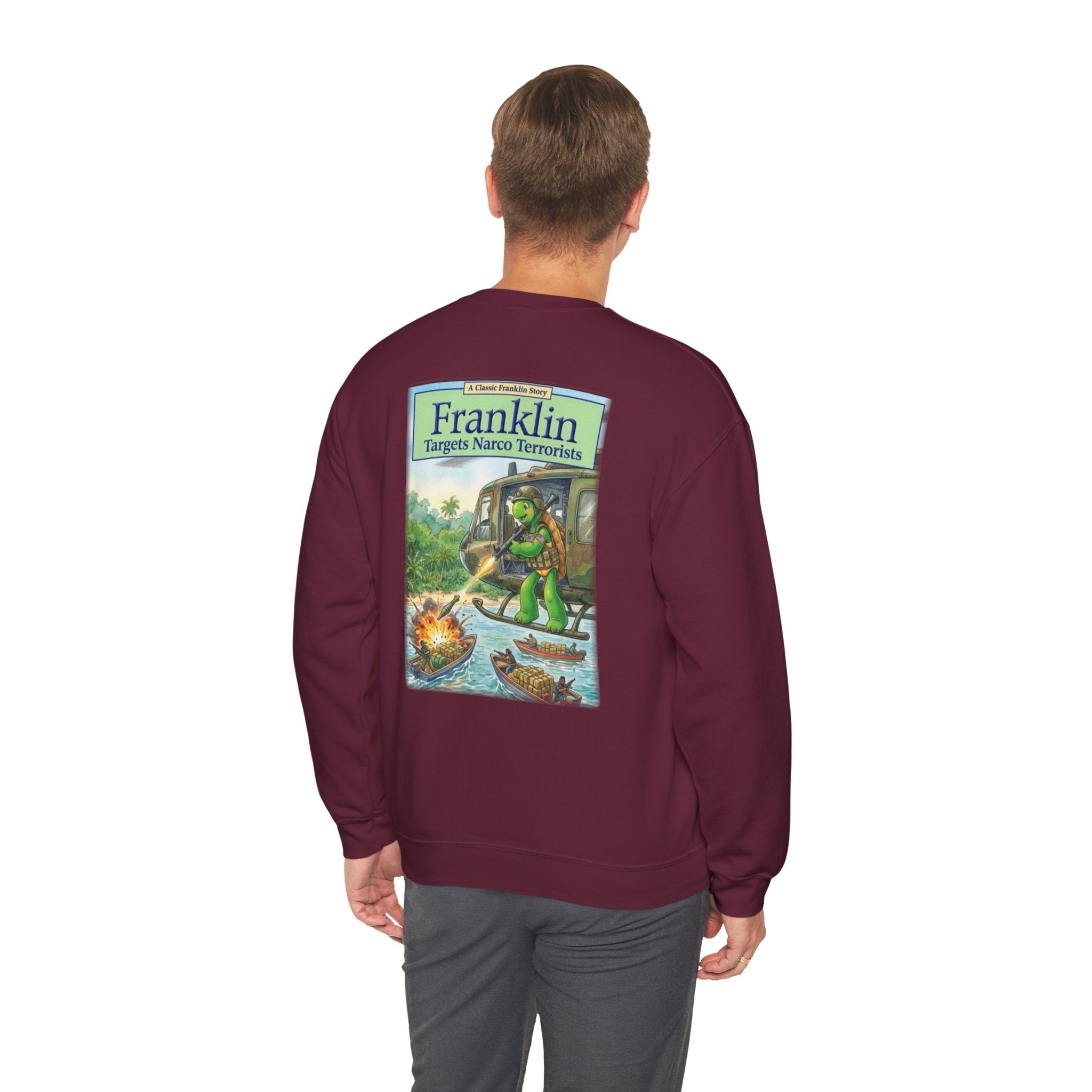 Franklin Targets Narco Terrorists Sweatshirt | Retro Storybook Turtle Crewneck