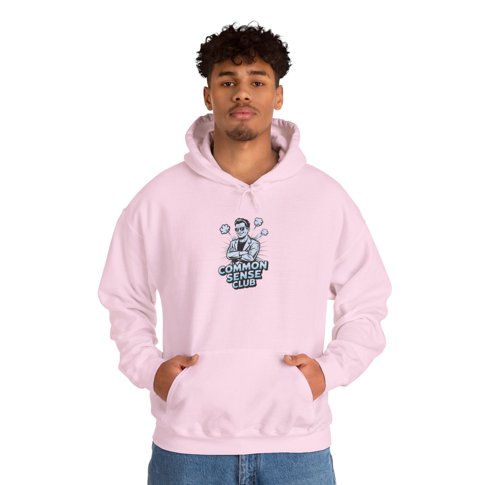 Common Sense Club Hoodie | Funny Conservative Graphic Pullover | Anti-Woke Retro Illustration Streetwear Hoodie