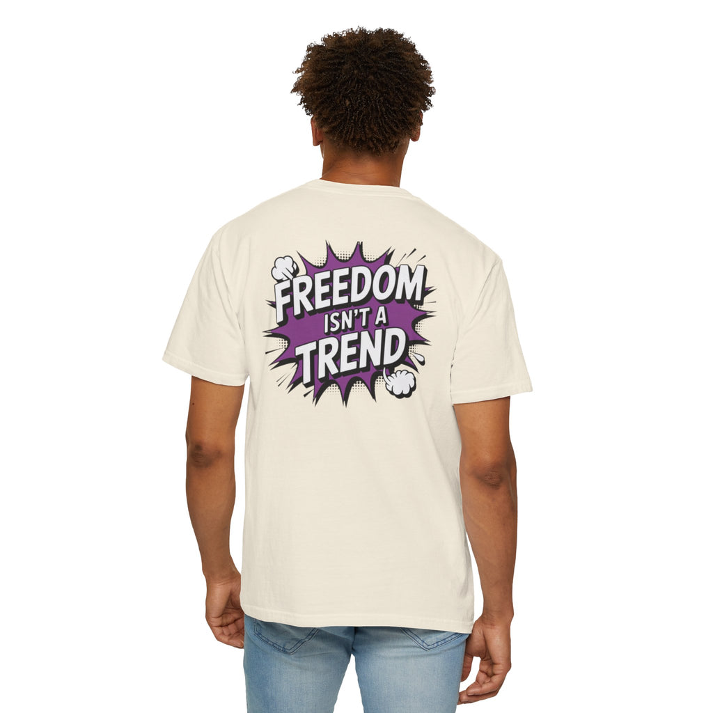 Freedom Isnt a Trend T-Shirt | Retro Comic Speech Bubble Tee | Conservative Freedom Shirt | Anti-Woke Graphic Top for Men & Women