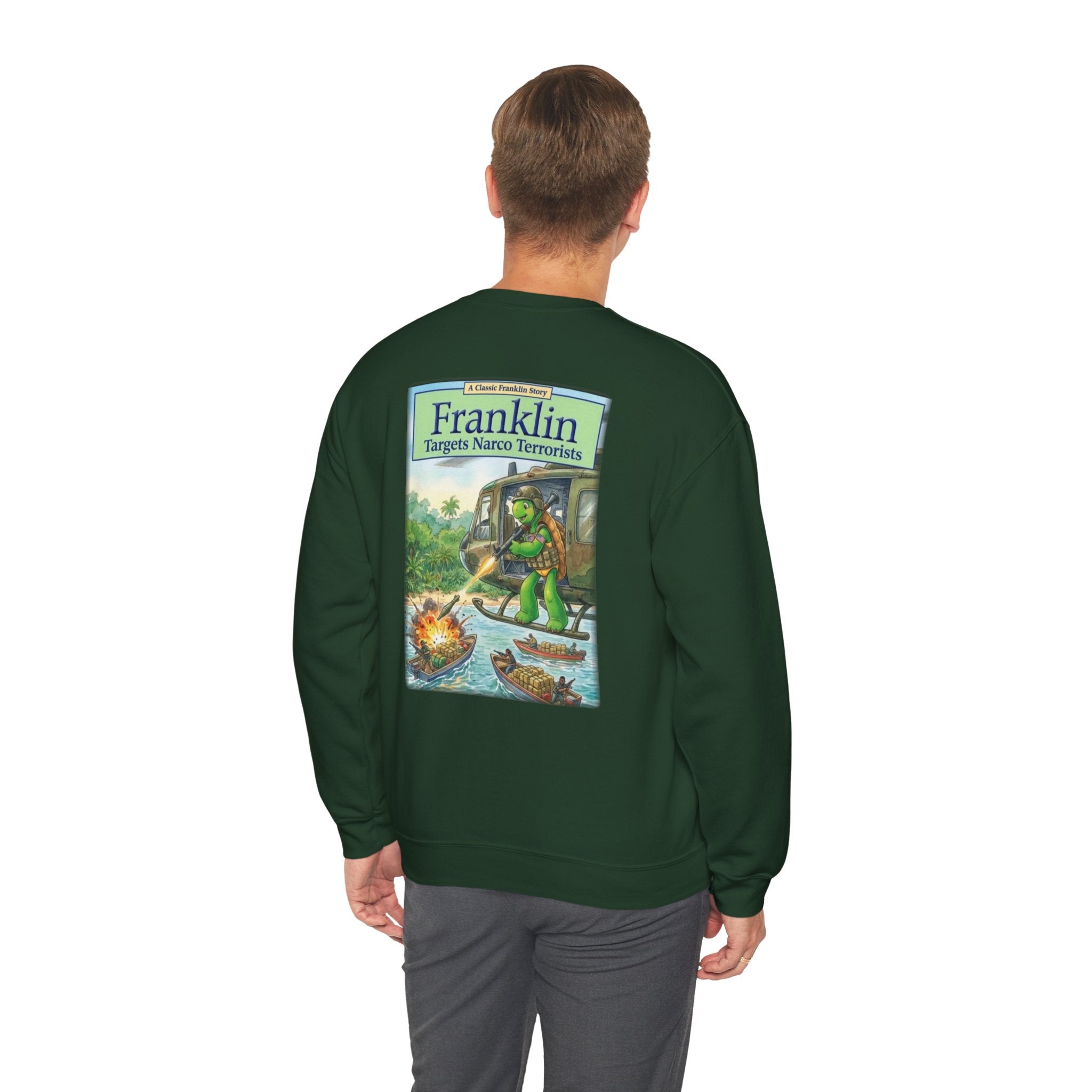 Franklin Targets Narco Terrorists Sweatshirt | Retro Storybook Turtle Crewneck