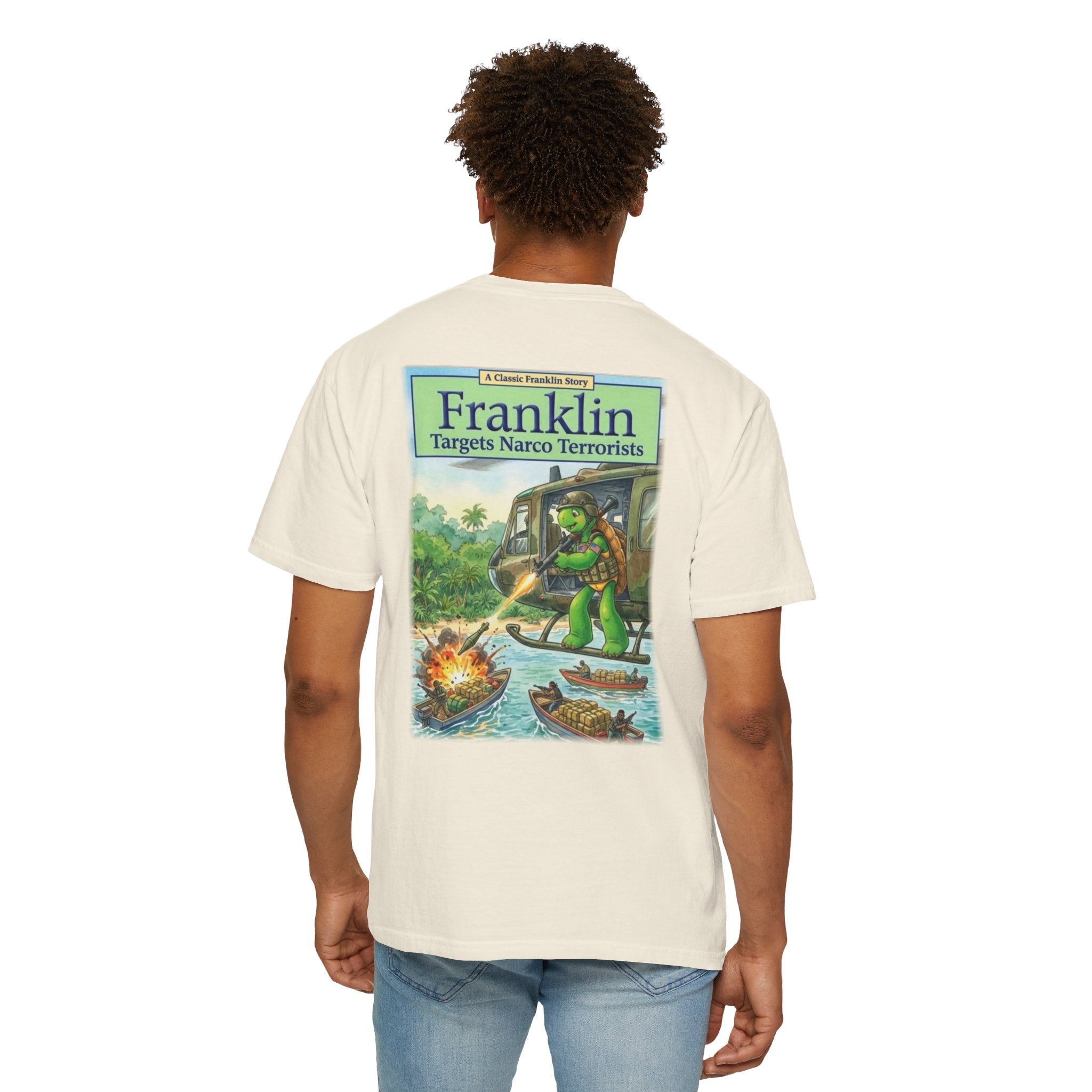 Franklin Targets Narco Terrorists T-Shirt | Retro Storybook Turtle Graphic Tee