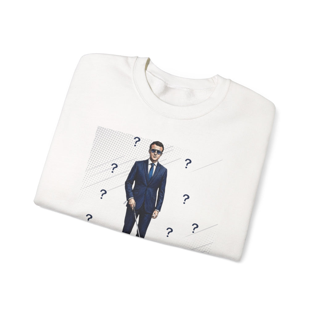 Can Macron Find His Way? Crewneck Sweatshirt | Political Satire Macron Aviator Graphic