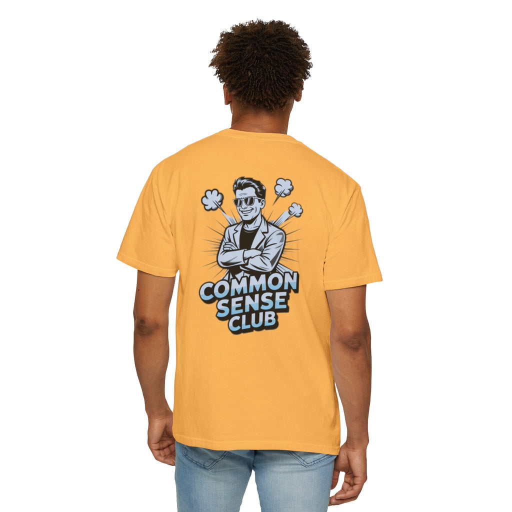 Common Sense Club T-Shirt | Funny Conservative Graphic Tee | Retro Man Illustration Anti-Woke Streetwear Shirt