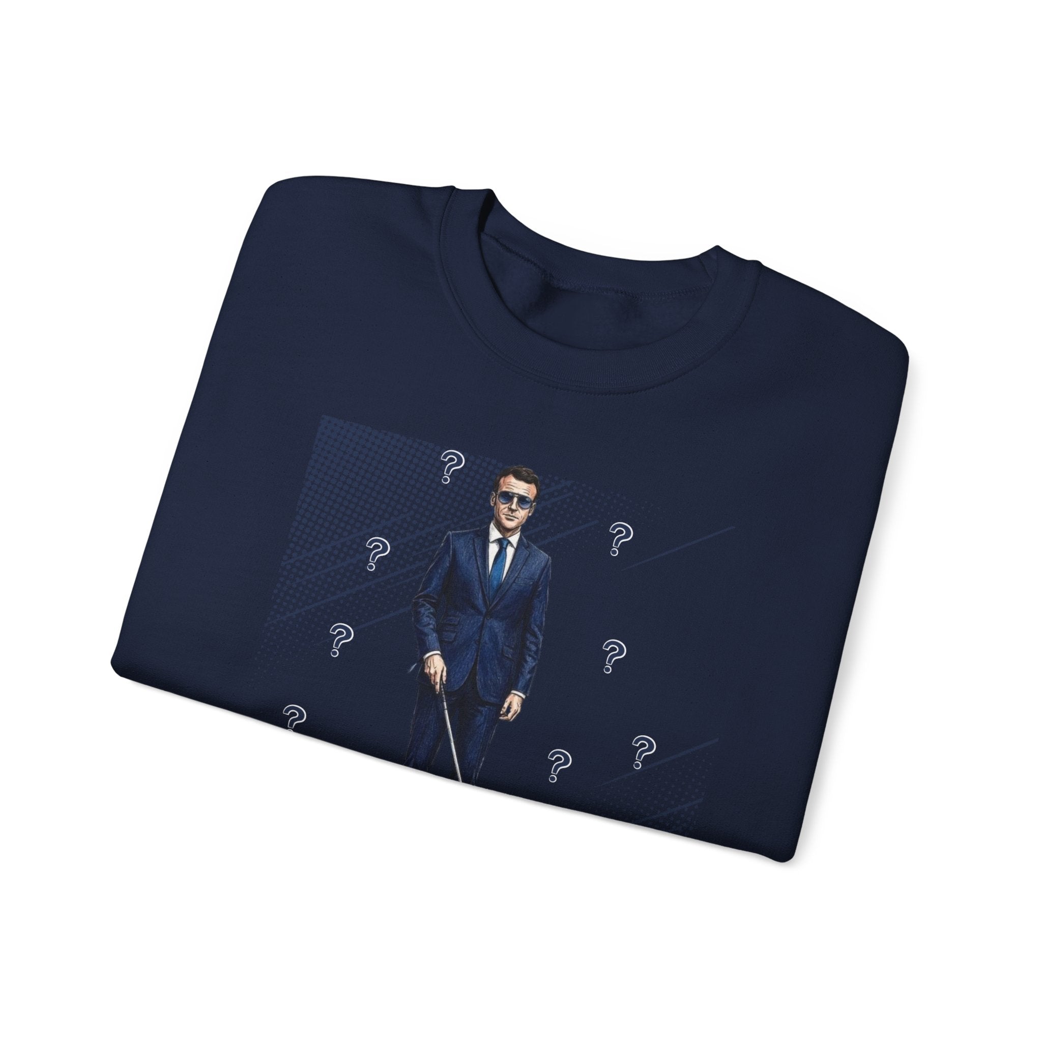 Can Macron Find His Way? Crewneck Sweatshirt | Political Satire Macron Aviator Graphic