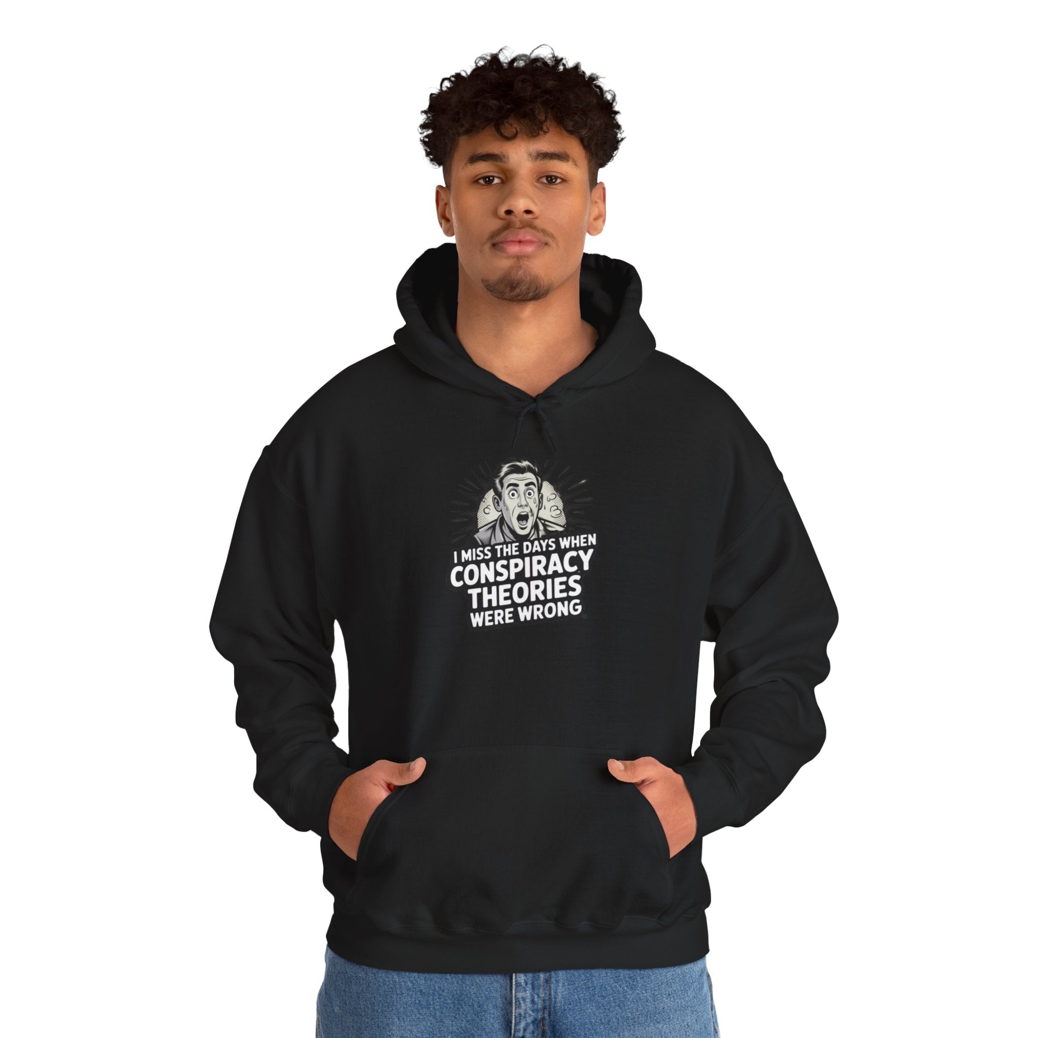 I Miss the Days When Conspiracy Theories Were Wrong Hoodie | Retro Comic Graphic Pullover