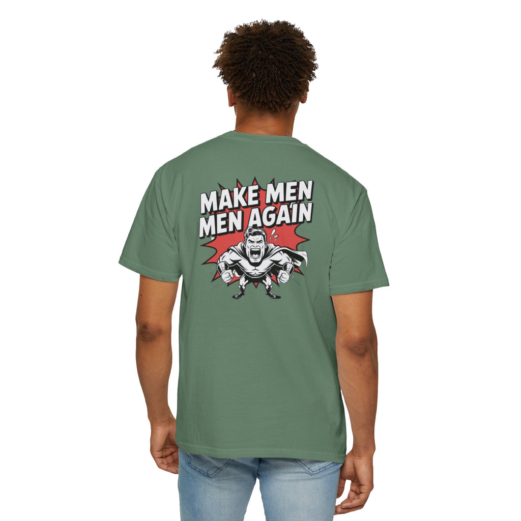 Make Men Men Again T-Shirt | Retro Comic Muscle Guy | Masculinity Graphic Tee